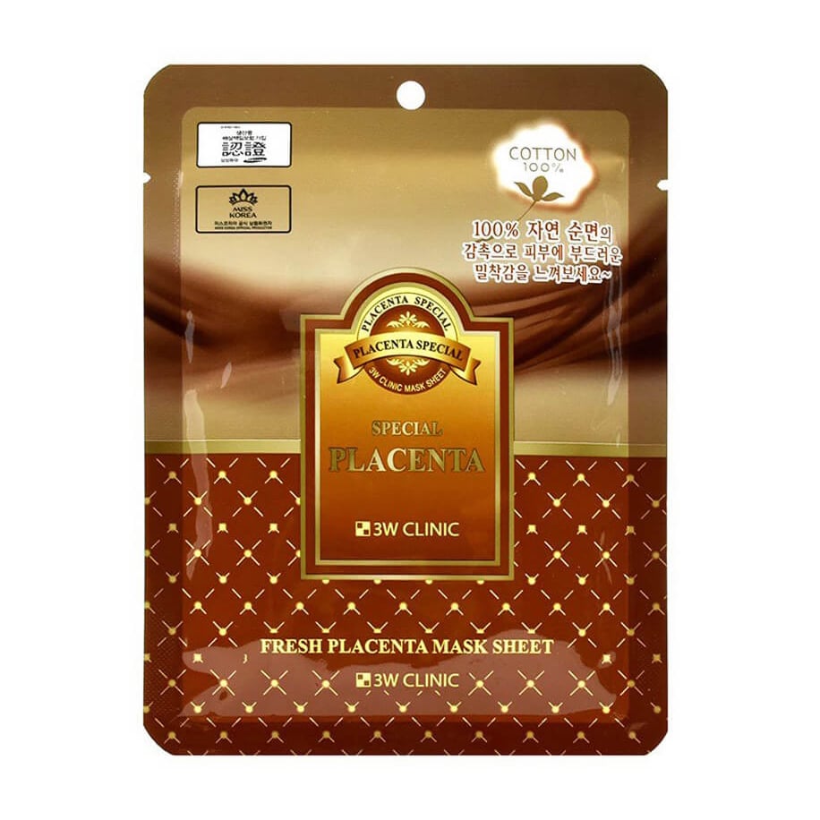 Тканинна маска для обличчя 3W Clinic Fresh Placenta Mask Sheet з екстрактом плаценти, 1 шт