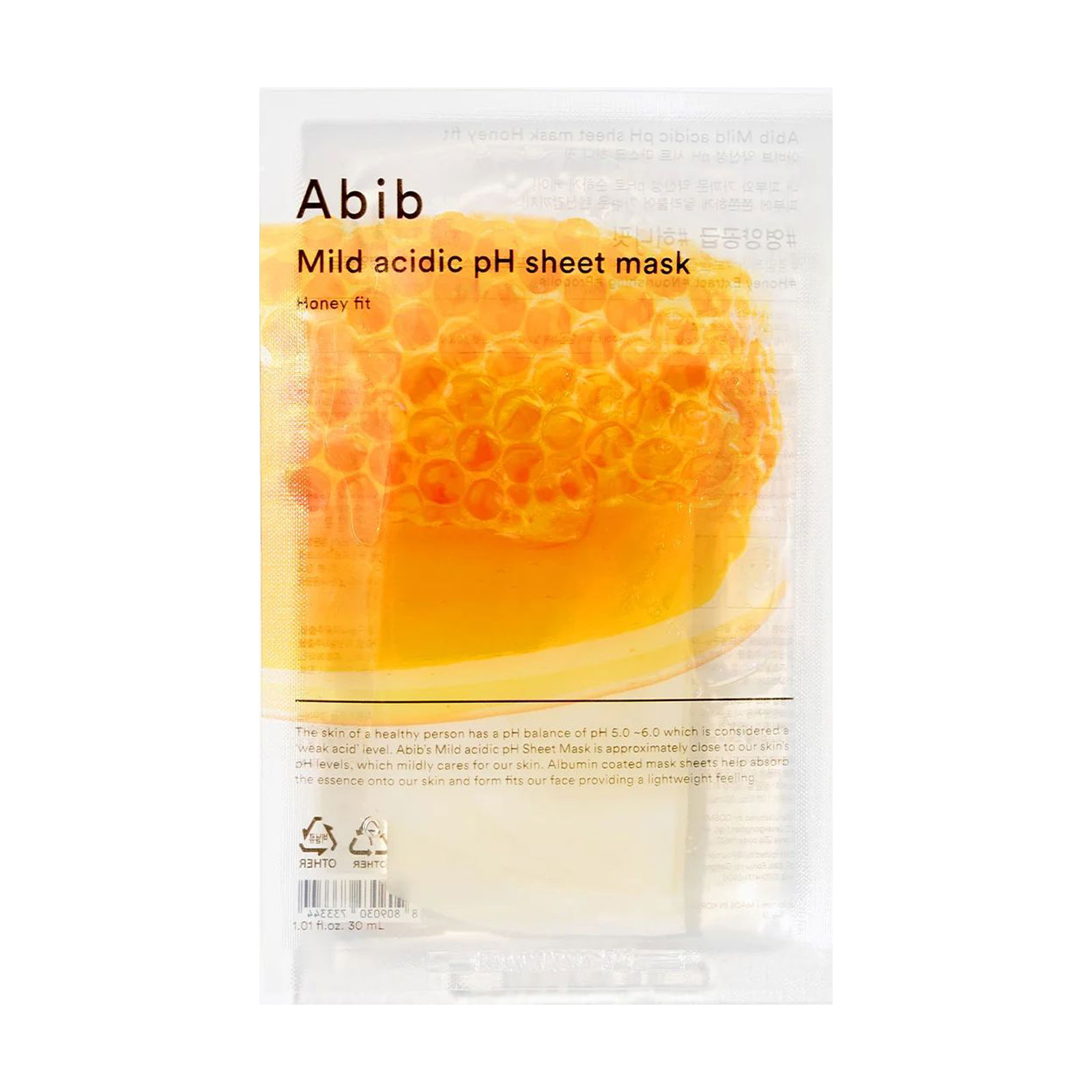 Тканинна маска для обличчя Abib Mild Acidic pH Sheet Mask Honey Fit, 30 мл